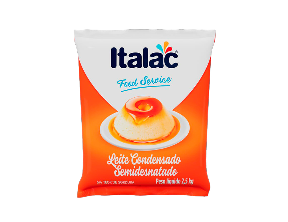 LEITE CONDENSADO SEMIDESNATADO FOOD SERVICE ITALAC 2,5 KG (CX 4 BAG)